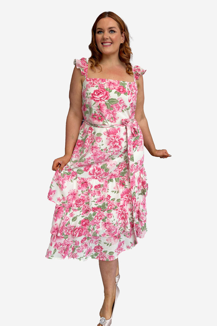 Plus Size Floral Printed Ruffle Tiered Midi Dress Curvy Chic Boutique | Curvy Chic Boutique Belfast