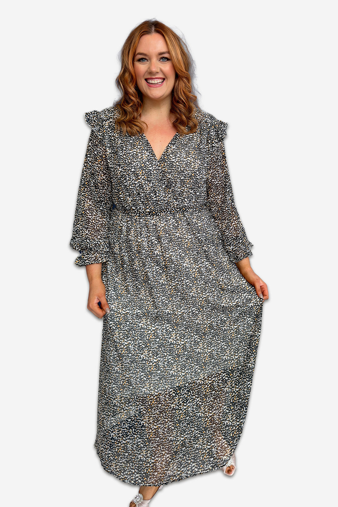V - Neck Beige and Black Animal Print Plus Size Dress Curvy Chic Boutique | Curvy Chic Boutique Belfast