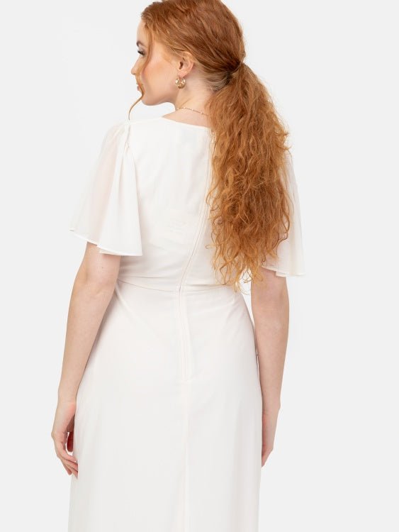 High low hem ivory maxi dress flowing skirt