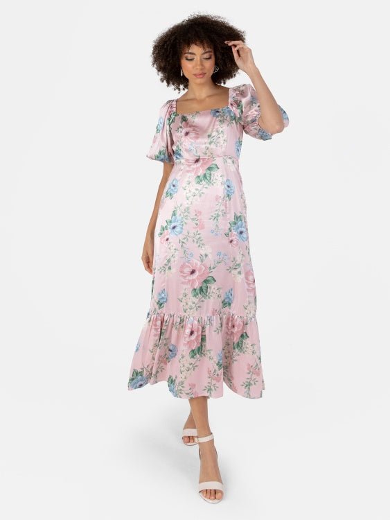 Anaya With Love Recycled Pink Satin Tie-Back Midi Dress - Curvy Chic Boutique