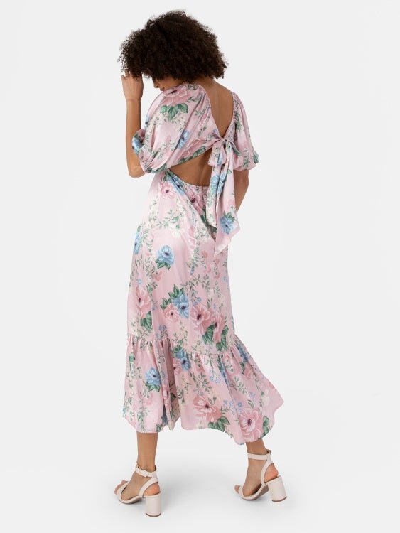 Anaya With Love Recycled Pink Satin Tie-Back Midi Dress - Curvy Chic Boutique