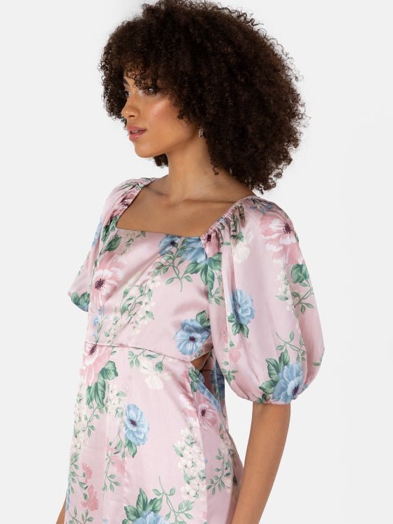 Anaya With Love Recycled Pink Satin Tie-Back Midi Dress - Curvy Chic Boutique
