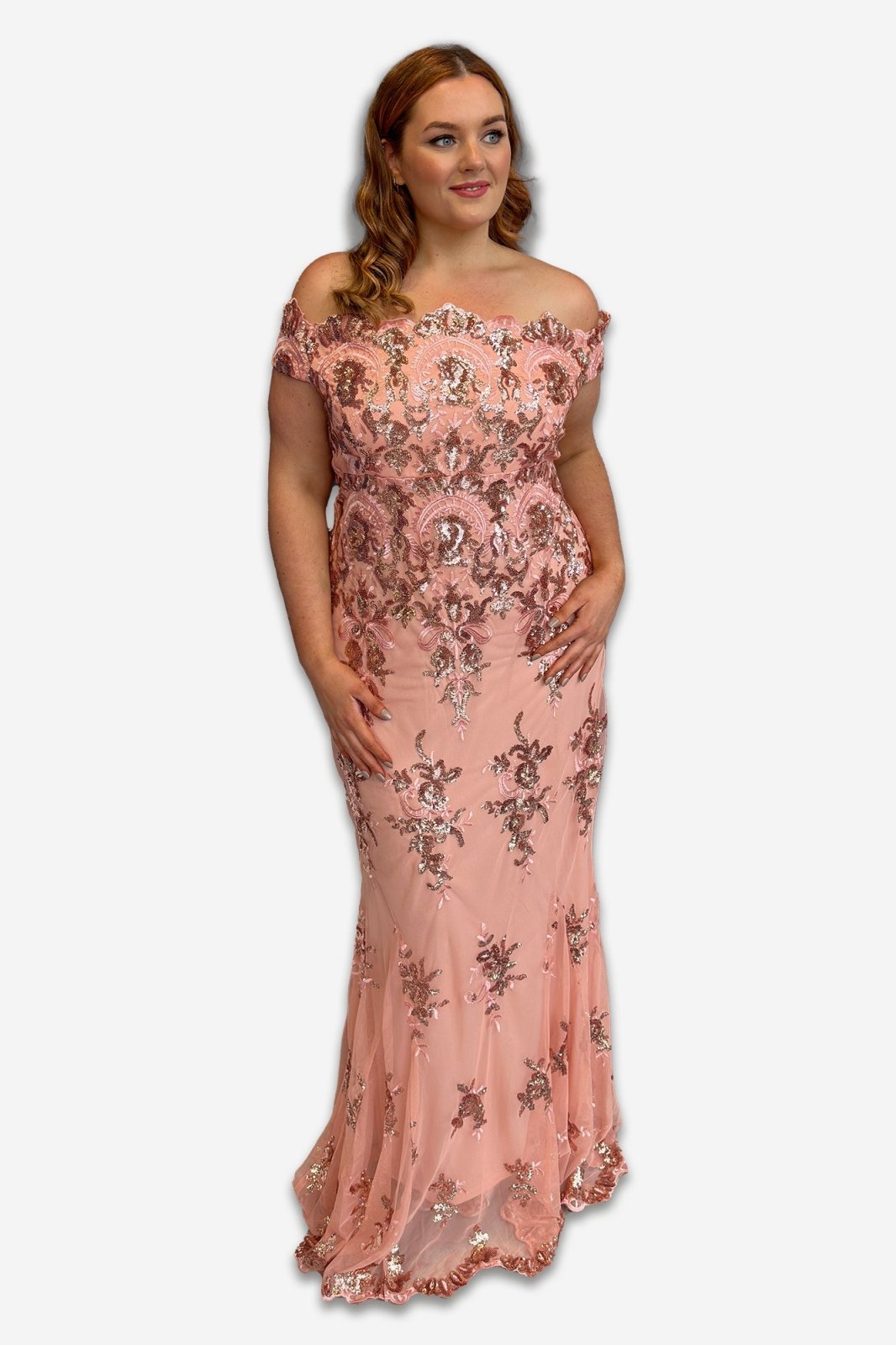 Bardot Plus Size Maxi Dress with Sequin Detail Blush/Peach - Curvy Chic Boutique