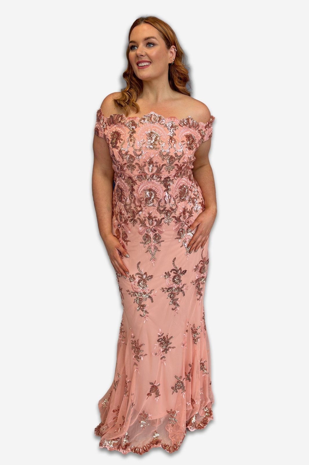 Bardot Plus Size Maxi Dress with Sequin Detail Blush/Peach - Curvy Chic Boutique