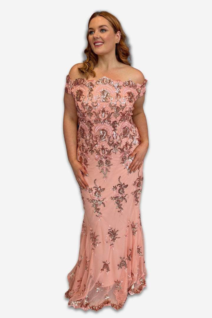 Bardot Plus Size Maxi Dress with Sequin Detail Blush/Peach - Curvy Chic Boutique
