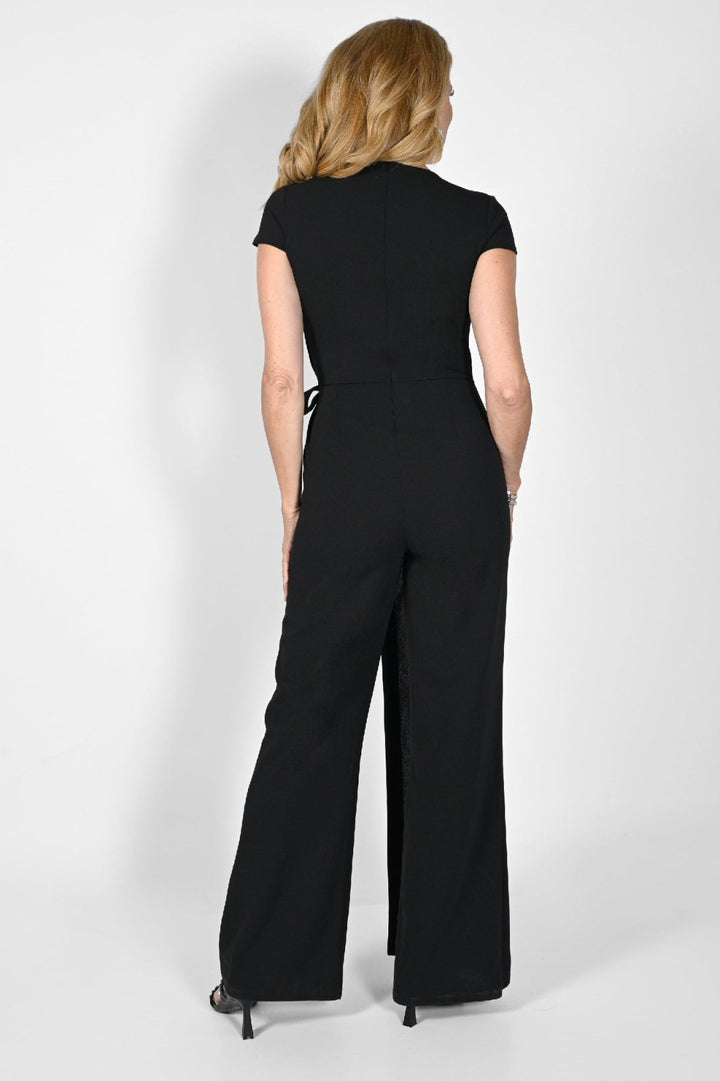 Black Jumpsuit with Diamante Detail in Wrap Style, Frank Lyman - Curvy Chic Boutique