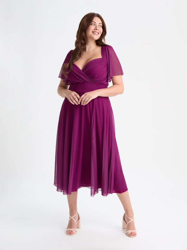 Bolero Mulberry Wrap Midi Dress | Scarlett &amp; Jo - Curvy Chic Boutique