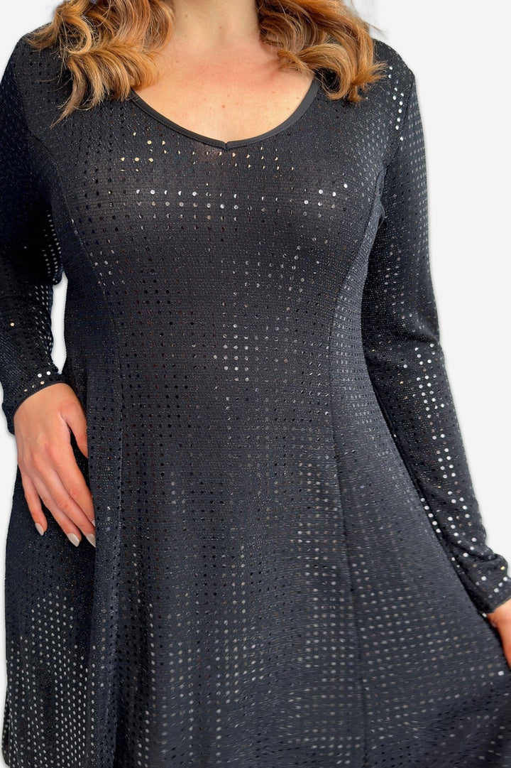 Sequin A line dress long sleeve detail