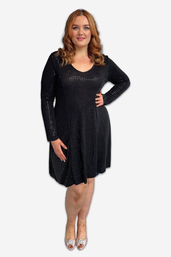 Plus size sequin dress long sleeve front view