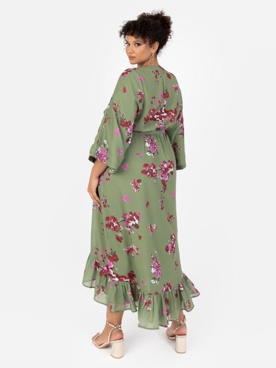 Lovedrobe Green Floral High-Low Midi Dress - Curvy Chic Boutique