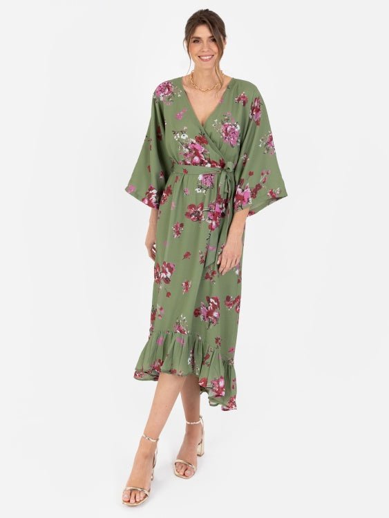 Lovedrobe Green Floral High-Low Midi Dress - Curvy Chic Boutique