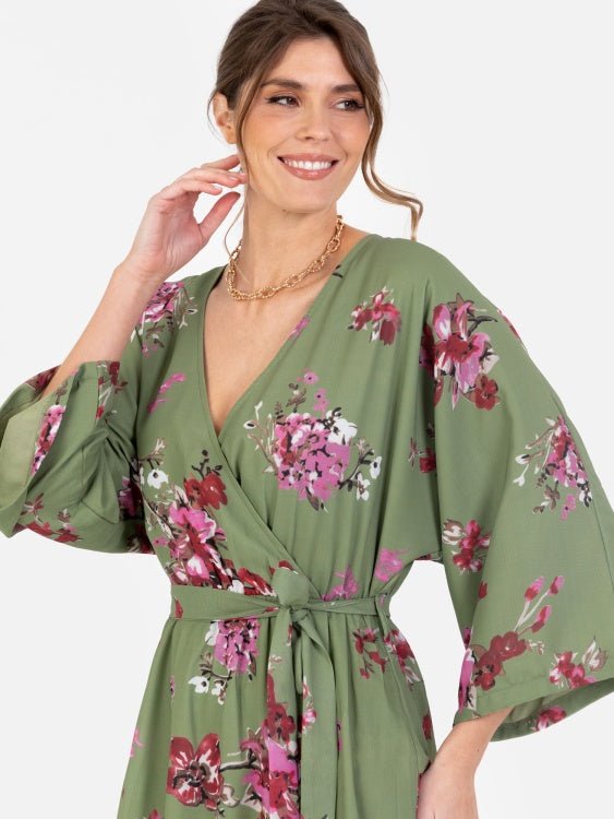 Lovedrobe Green Floral High-Low Midi Dress - Curvy Chic Boutique