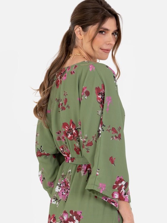 Lovedrobe Green Floral High-Low Midi Dress - Curvy Chic Boutique