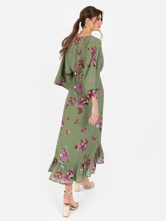 Lovedrobe Green Floral High-Low Midi Dress - Curvy Chic Boutique