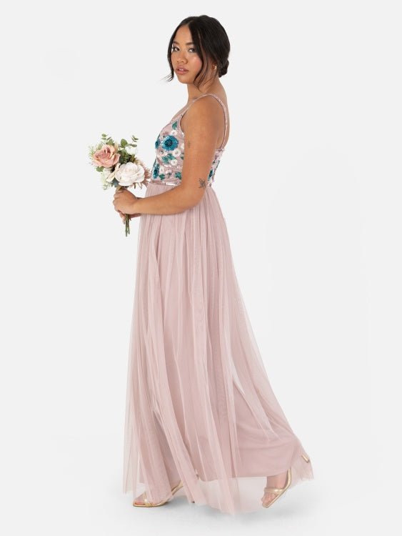 Maya Floral Embellished Cami Maxi Dress - Curvy Chic Boutique