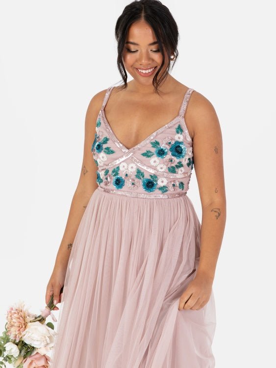 Maya Floral Embellished Cami Maxi Dress - Curvy Chic Boutique