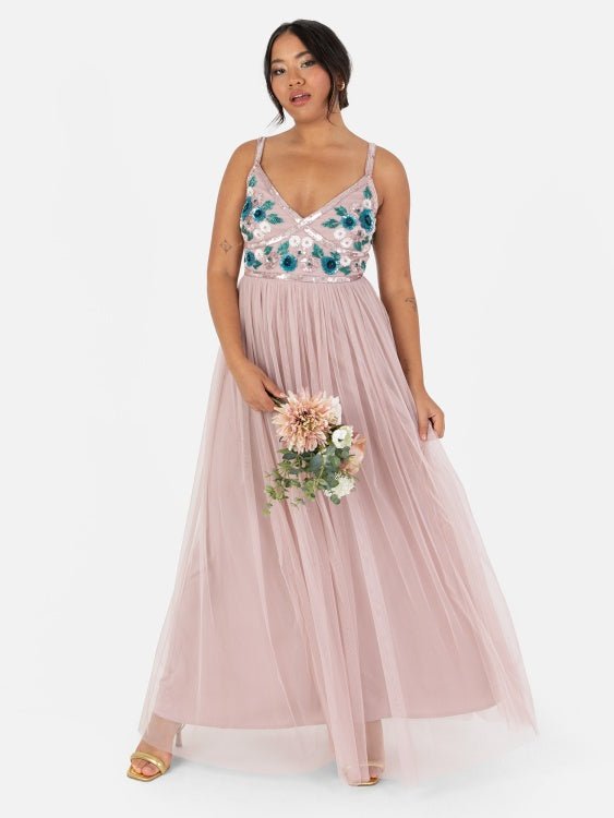 Maya Floral Embellished Cami Maxi Dress - Curvy Chic Boutique