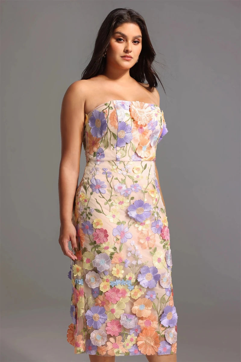 Pink midi dress fitted silhouette side angle