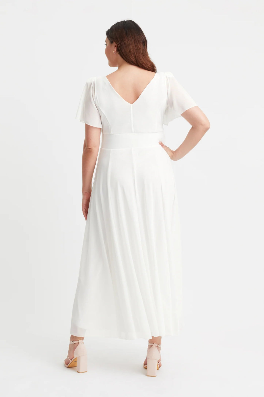 Scarlett &amp; Jo | Isabelle Float Sleeve Maxi Wrap Dress in Ivory - Curvy Chic Boutique