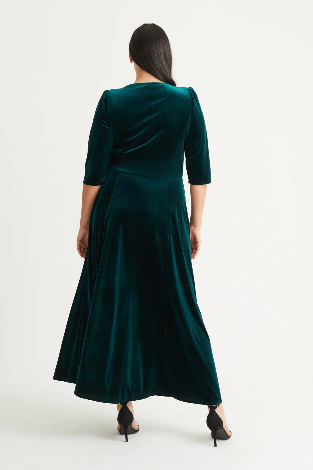 Scarlett &amp; Jo Plus Size Verity Velvet Dark Green Wrap Maxi Dress - Curvy Chic Boutique