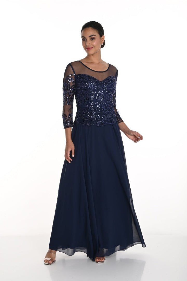 Sequin Chiffon Maxi Dress | Frank Lyman - Curvy Chic Boutique