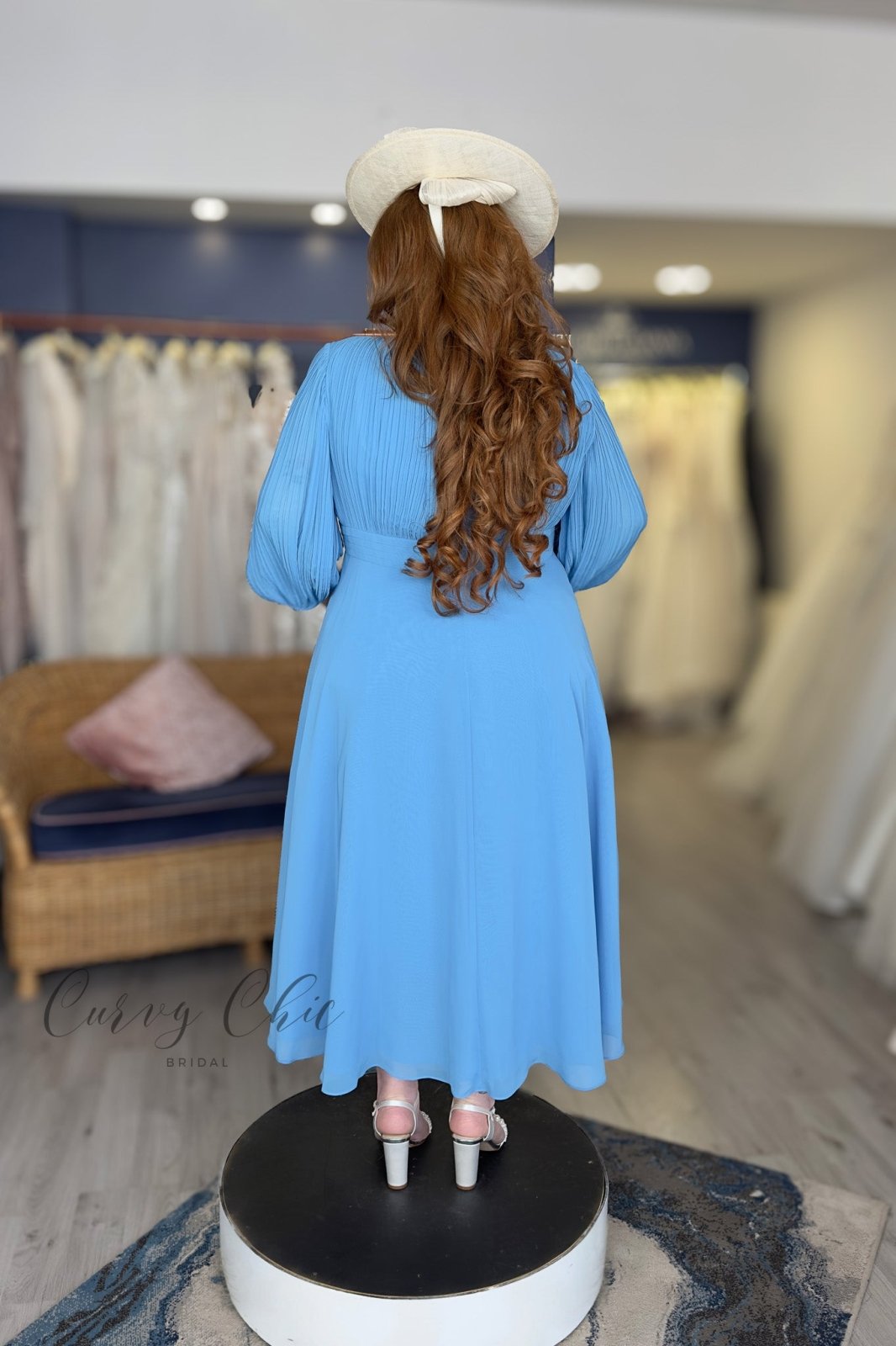 Sky Blue Midi Dress with Pearl Beading | Veromia - Curvy Chic Boutique