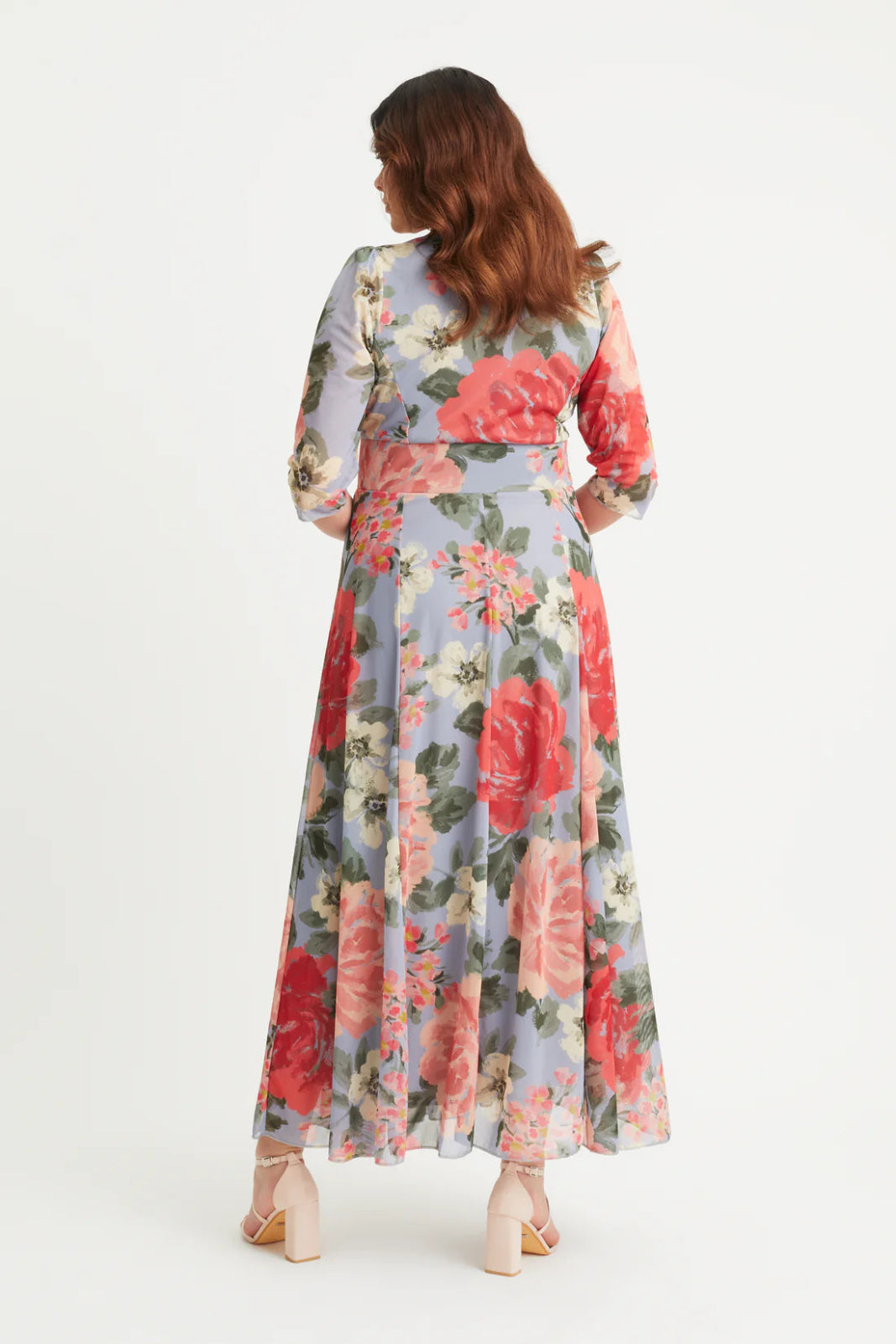 Verity Blue Floral Wrap Maxi Dress | Scarlett &amp; Jo - Curvy Chic Boutique