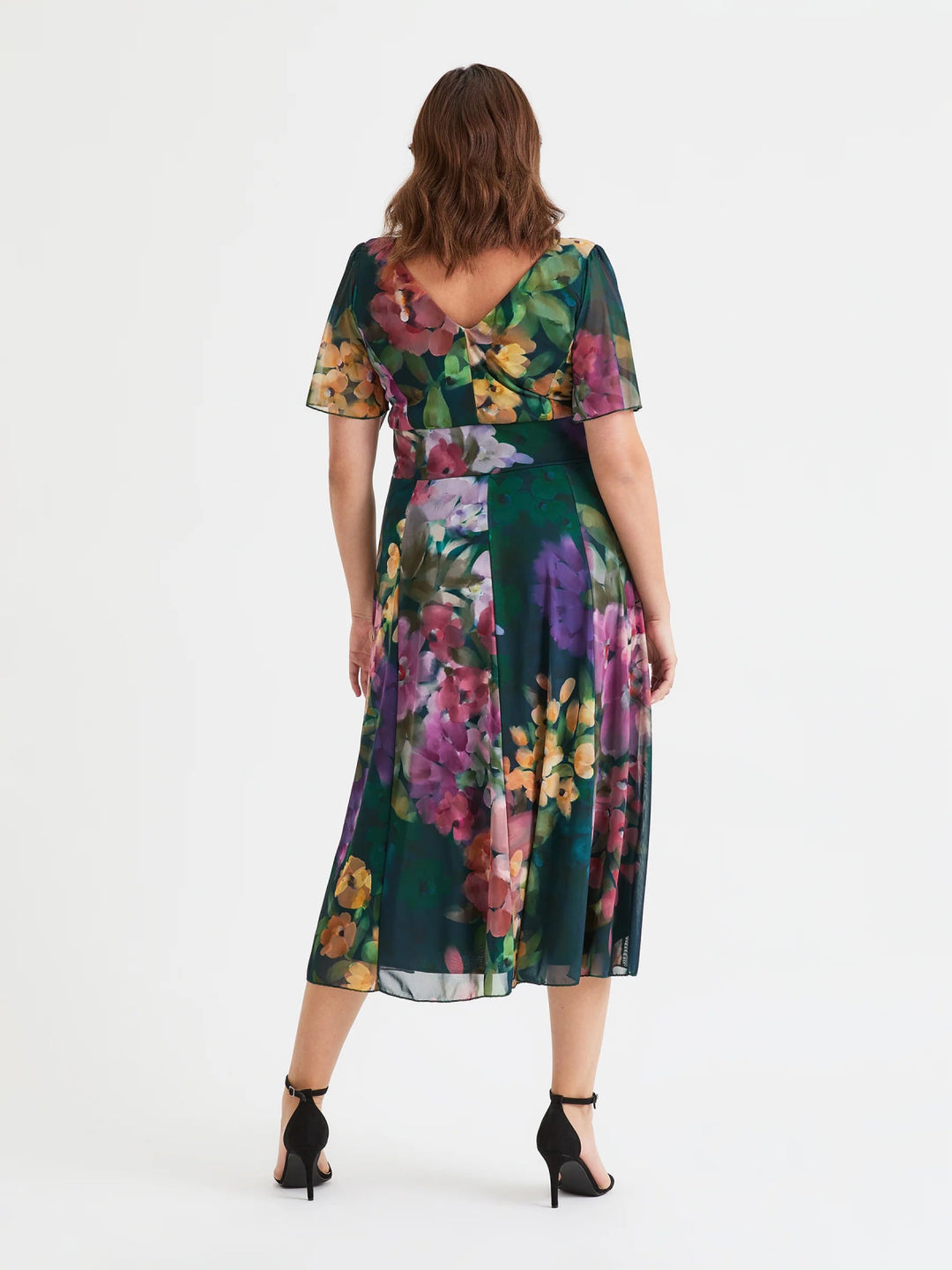 Victoria Green Multi Angel Sleeve Mesh Long Midi Dress - Curvy Chic Boutique