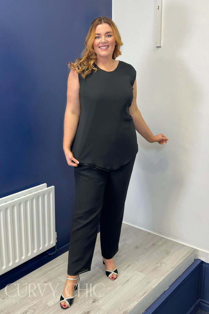 Black Sleeveless Lightweight Chiffon Plus Size Top - Curvy Chic Boutique