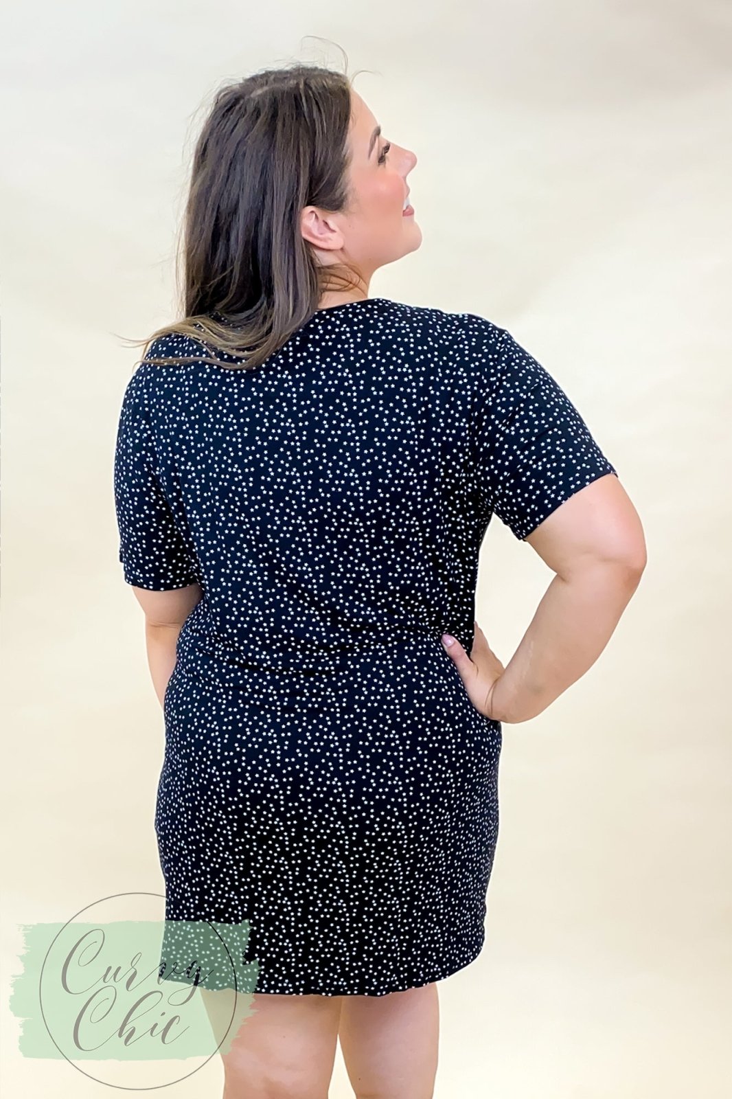 Black star print plus size nightie - Curvy Chic Boutique