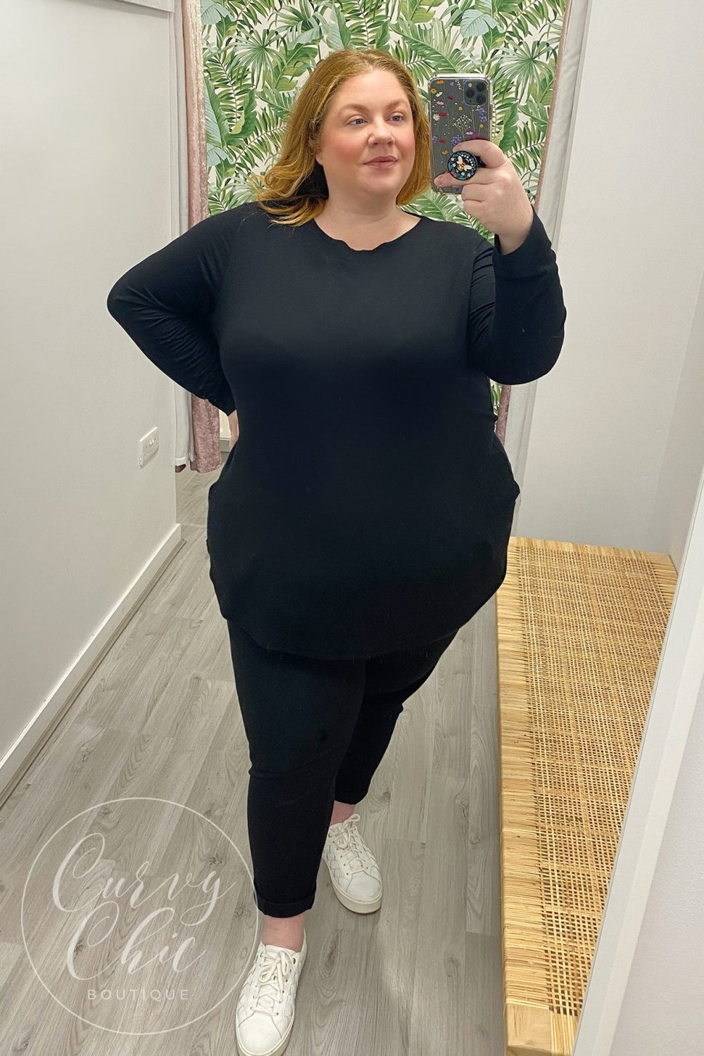 Black Stretch Trouser with zip pockets - Curvy Chic Boutique