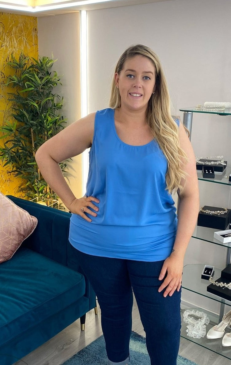 Blue chiffon Tank Tunic Vest top - Curvy Chic Boutique