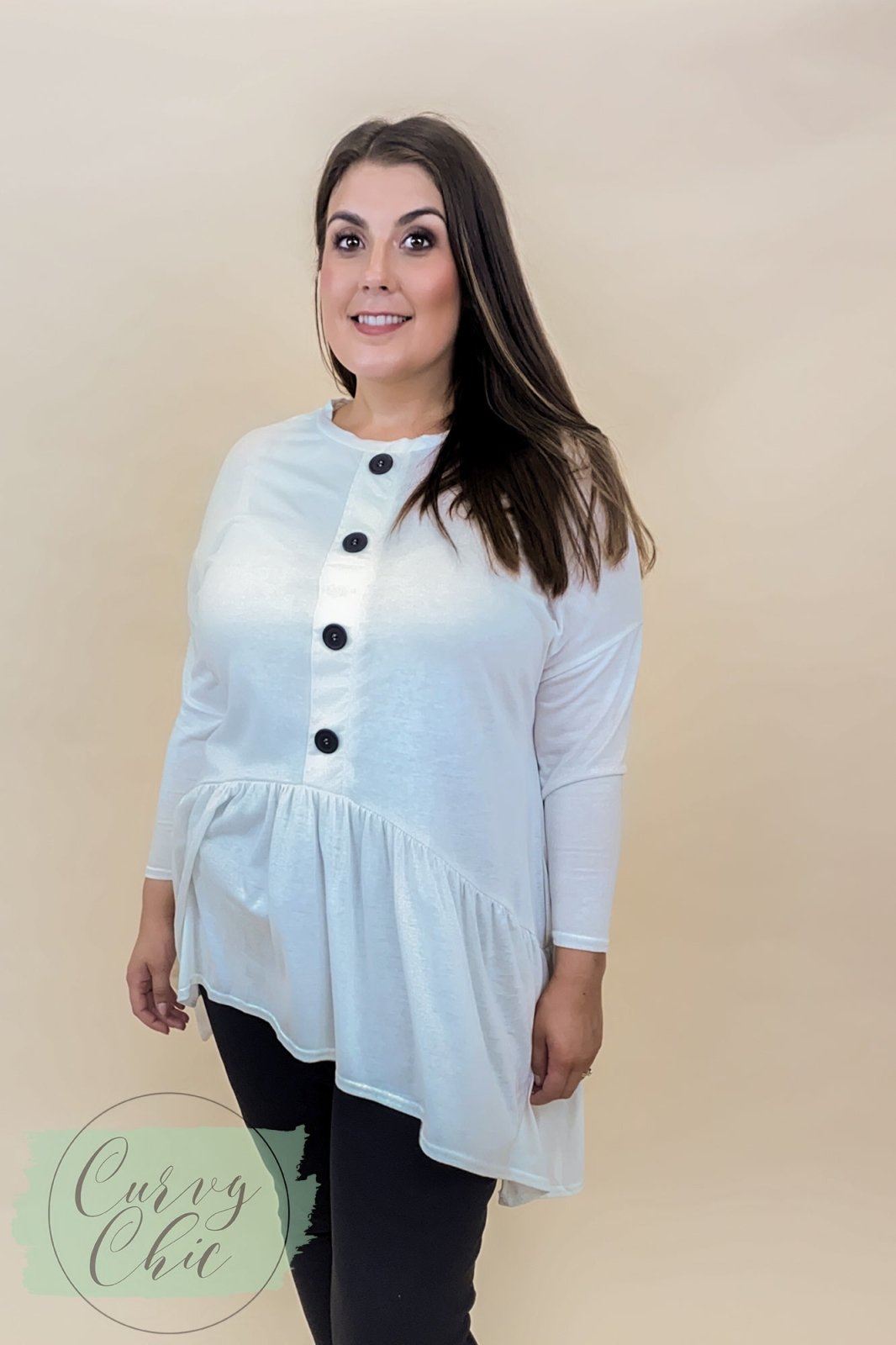 Evans Plus Size Button Down Long Sleeve Tunic - Curvy Chic Boutique