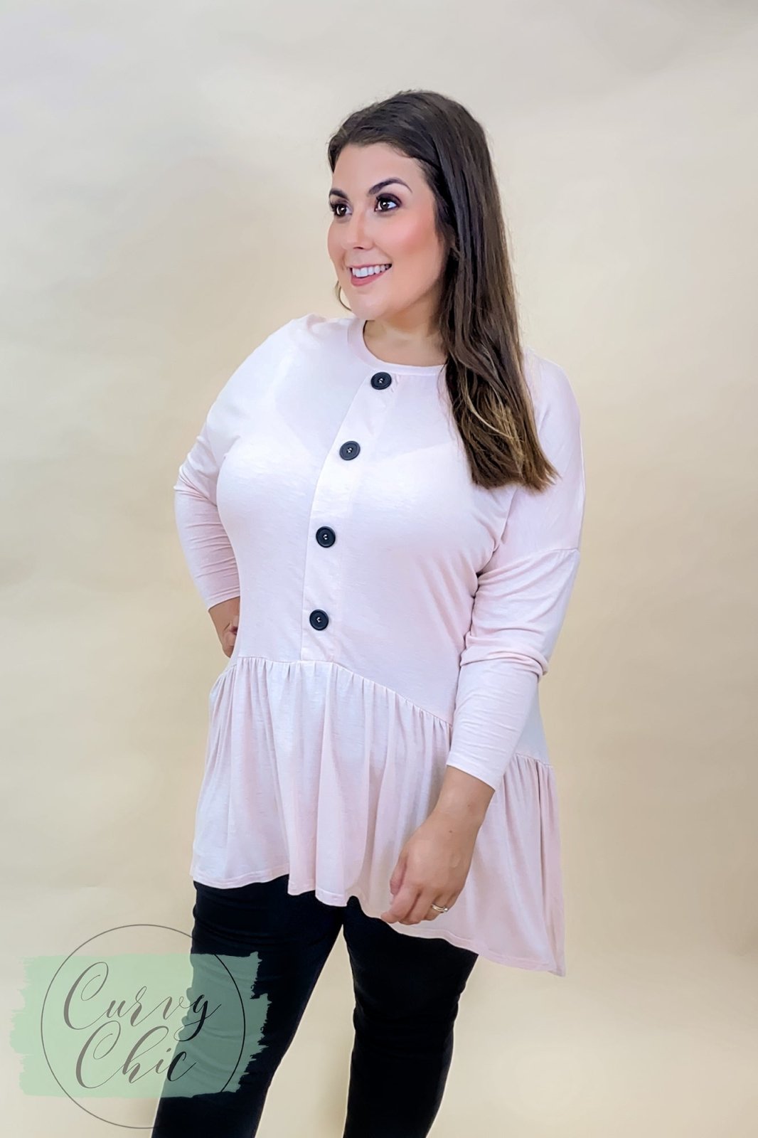 Evans Plus Size Button Down Long Sleeve Tunic - Curvy Chic Boutique