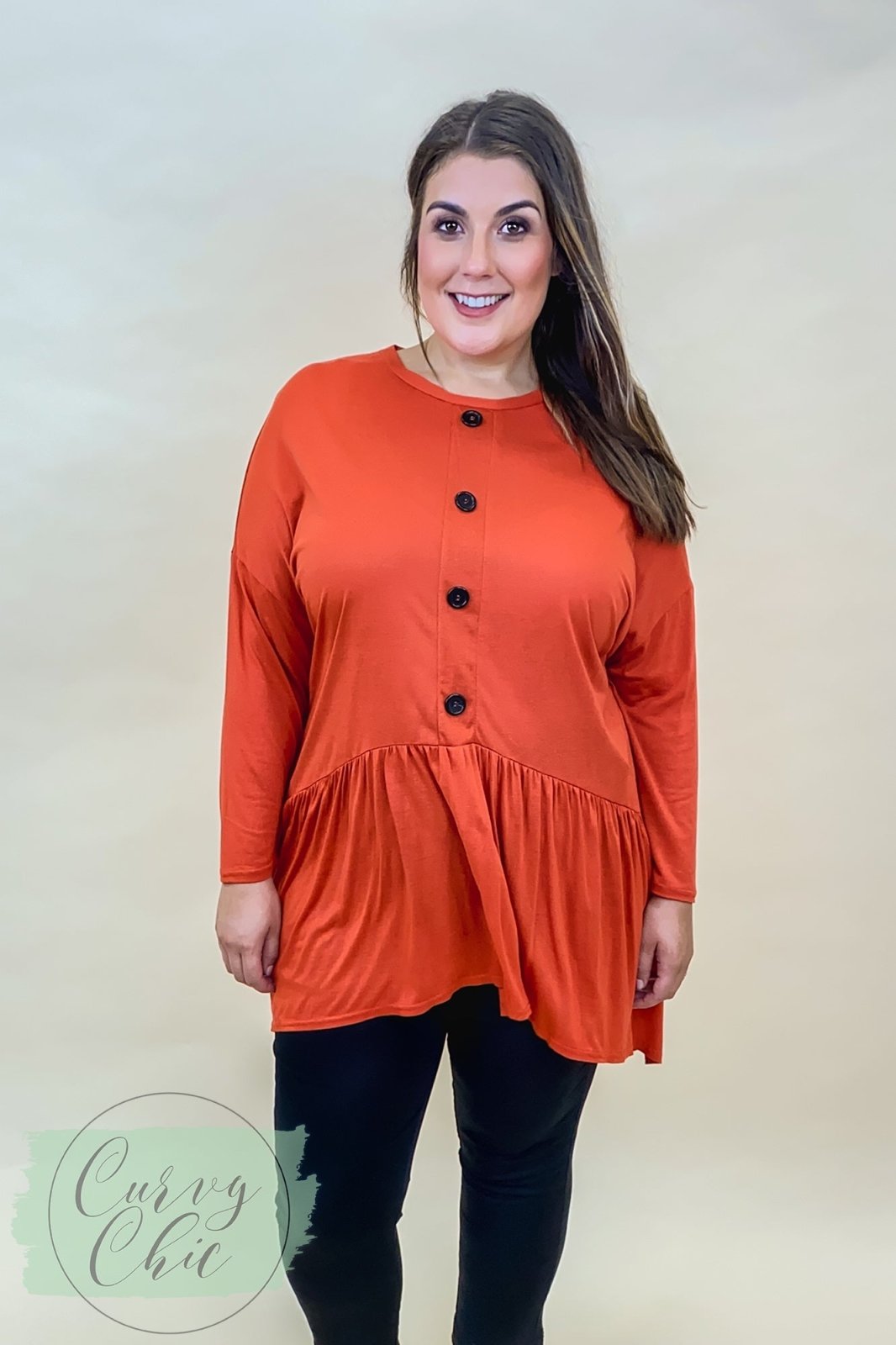 Evans Plus Size Button Down Long Sleeve Tunic - Curvy Chic Boutique