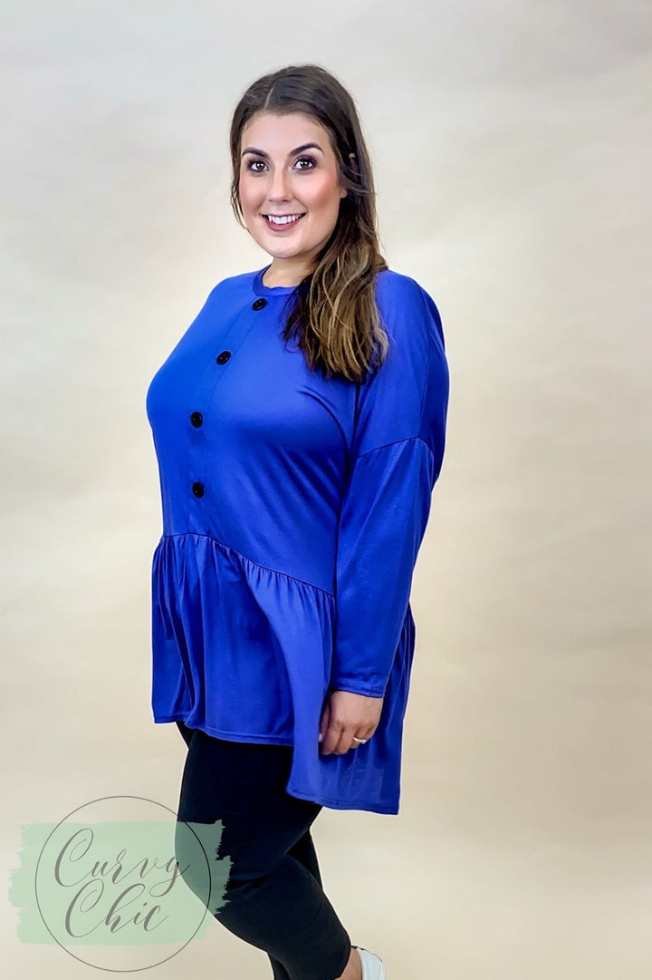 Evans Plus Size Button Down Long Sleeve Tunic - Curvy Chic Boutique
