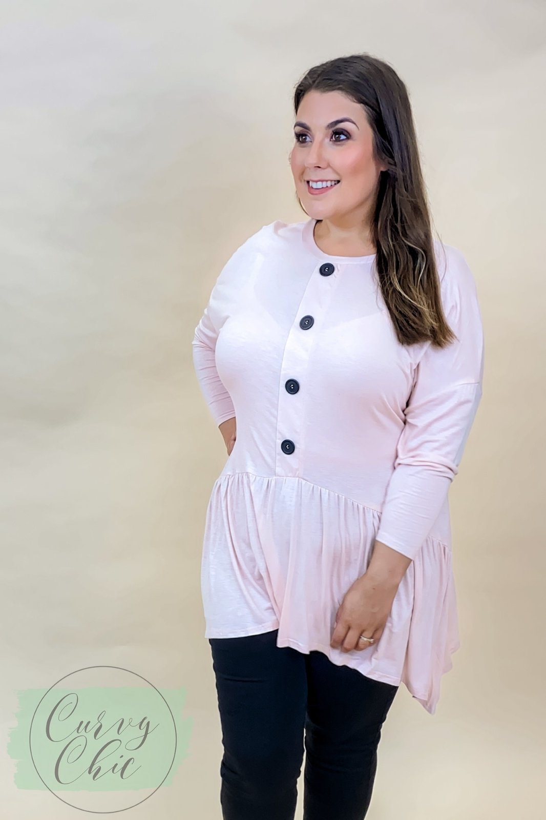 Evans Plus Size Button Down Long Sleeve Tunic - Curvy Chic Boutique