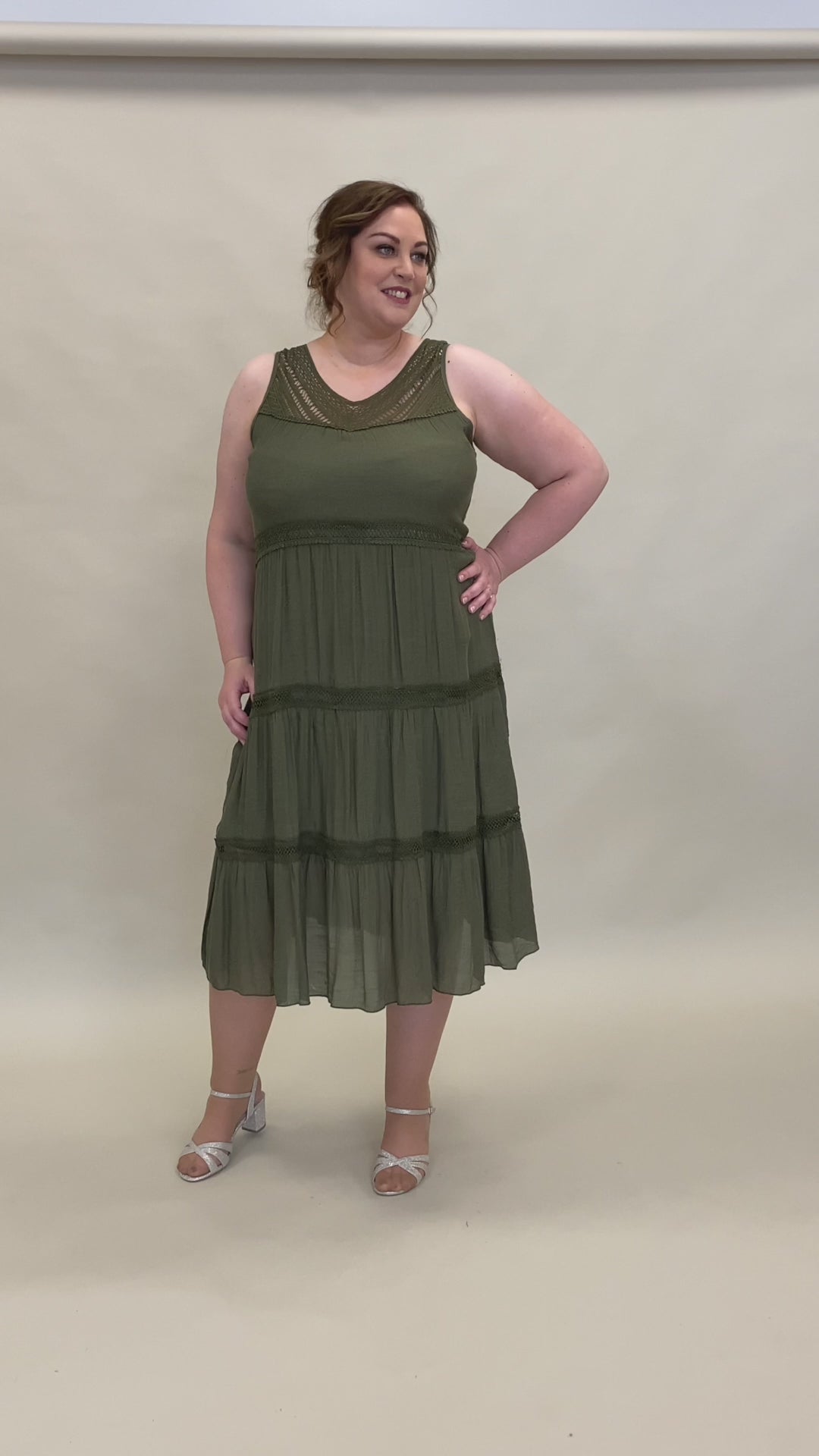 Robe longue verte en coton Style Plus Style