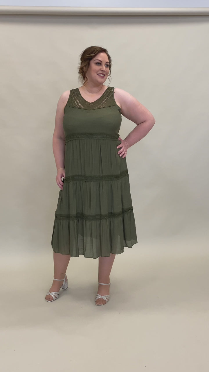 Robe longue verte en coton Style Plus Style