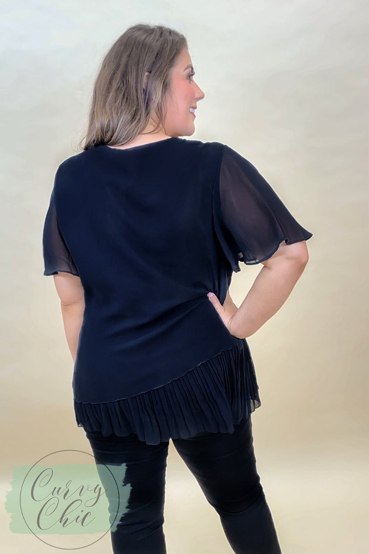 Frill Hem Chiffon Top - Curvy Chic Boutique