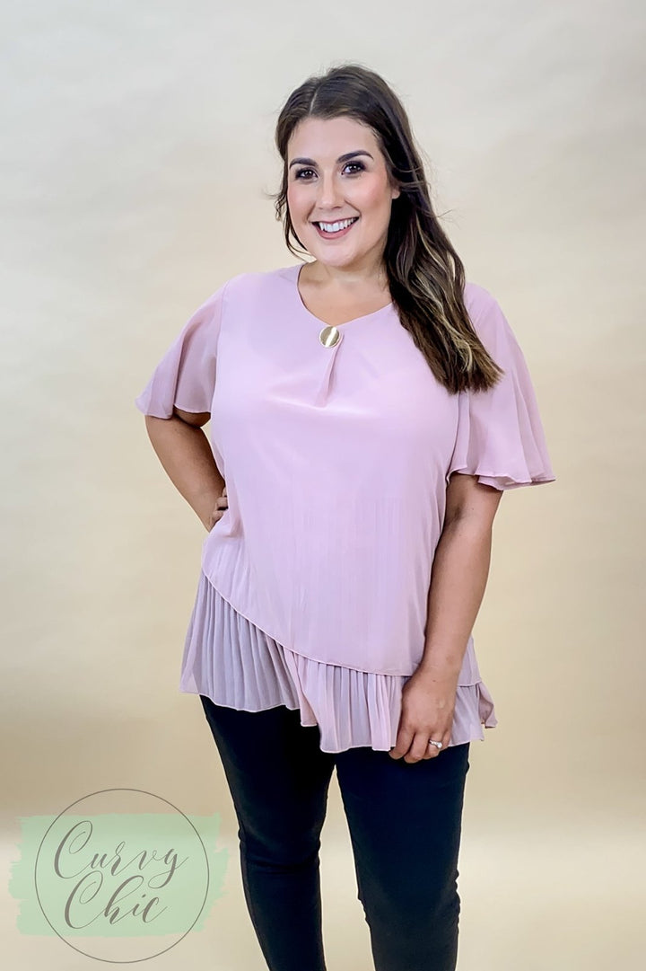 Frill Hem Chiffon Top - Curvy Chic Boutique
