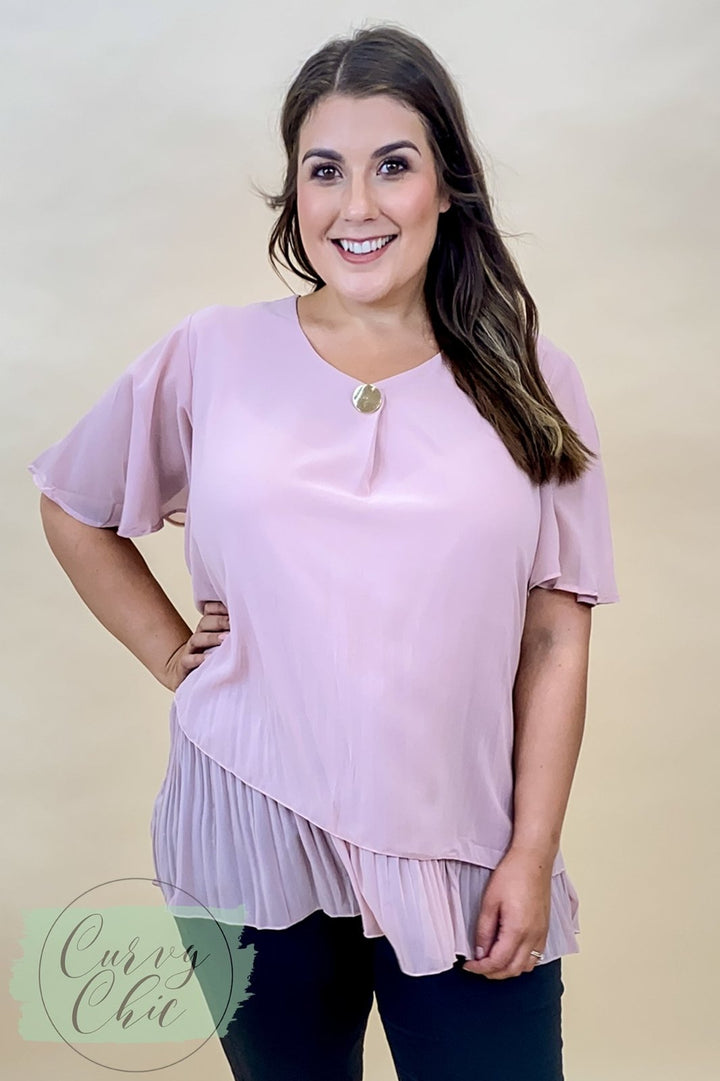 Frill Hem Chiffon Top - Curvy Chic Boutique