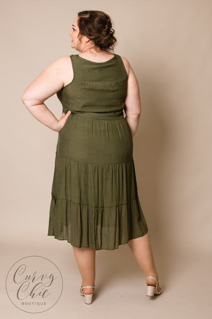 Green Cotton Style Plus Style Maxi Dress - Curvy Chic Boutique