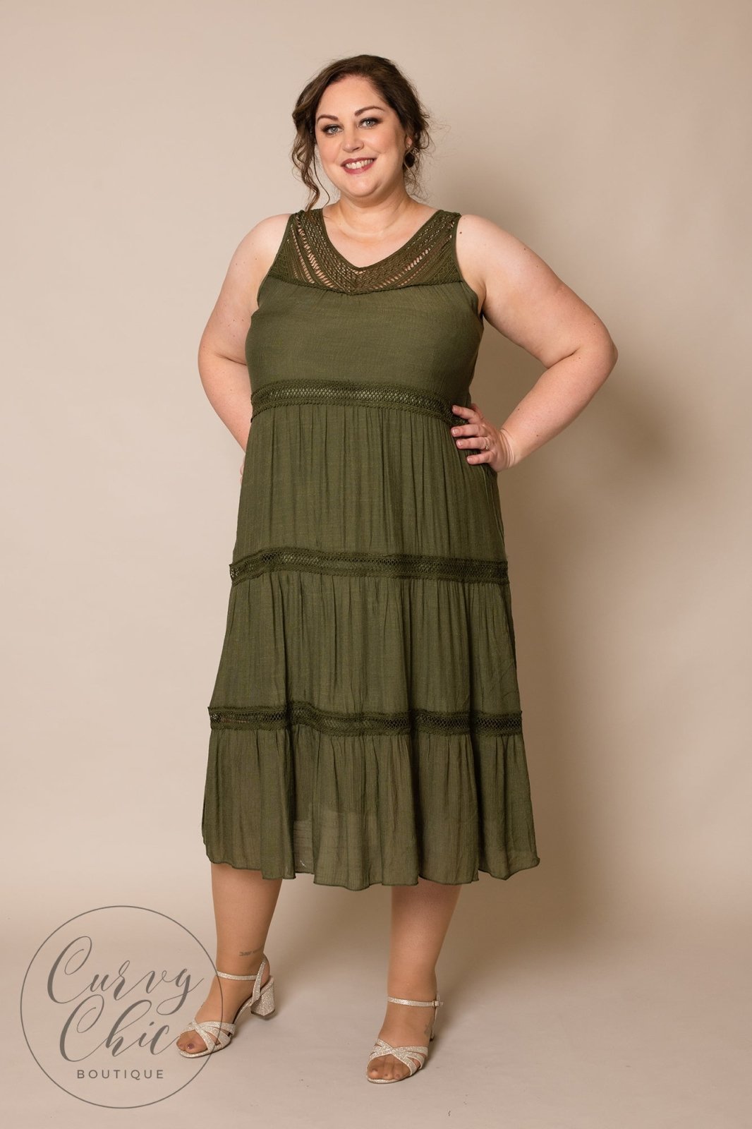 Green Cotton Style Plus Style Maxi Dress - Curvy Chic Boutique