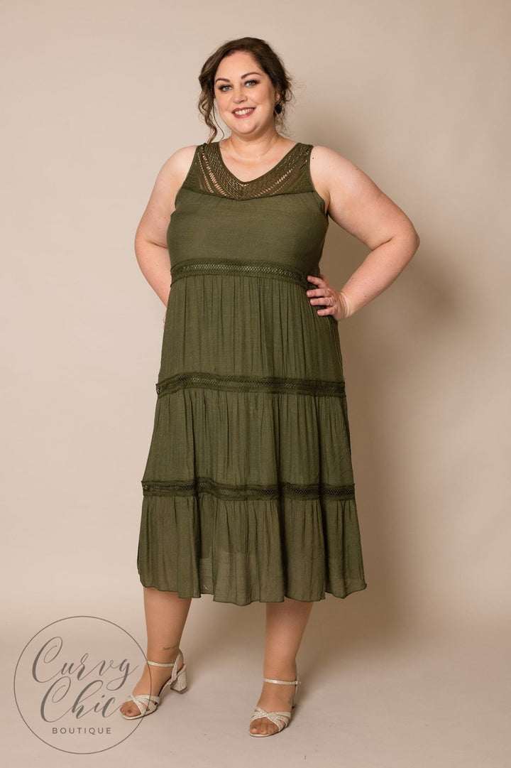 Green Cotton Style Plus Style Maxi Dress - Curvy Chic Boutique