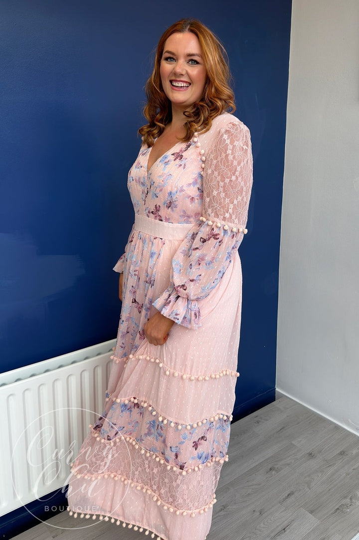 Lovedrobe Luxe Pink Floral Boho Maxi Dress - Curvy Chic Boutique