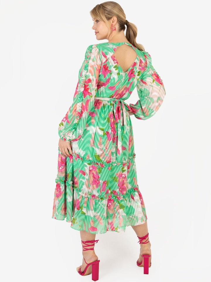 Lovedrobe Luxe Plus Size Green Abstract Print Midi Dress - Curvy Chic Boutique