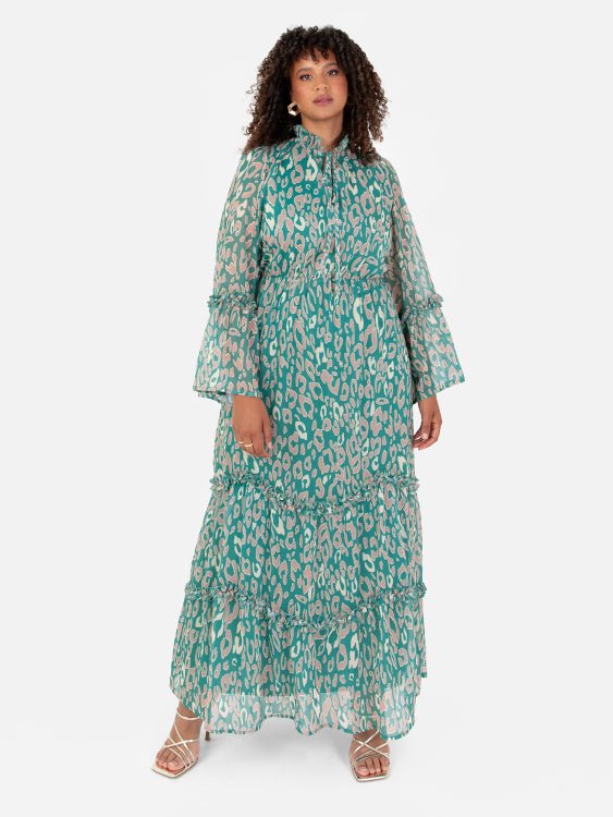 Lovedrobe Luxe Tie-Neck Animal Print Maxi Dress - Curvy Chic Boutique