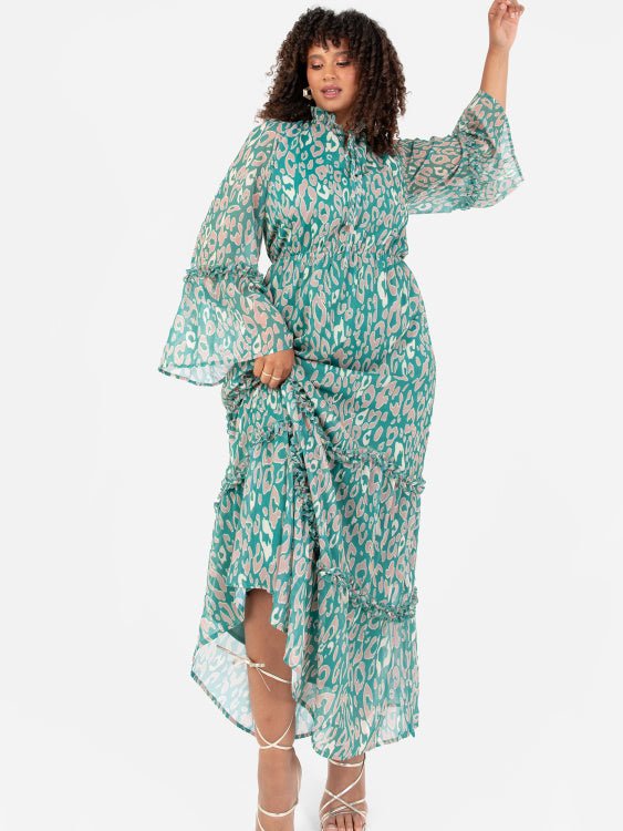 Lovedrobe Luxe Tie-Neck Animal Print Maxi Dress - Curvy Chic Boutique