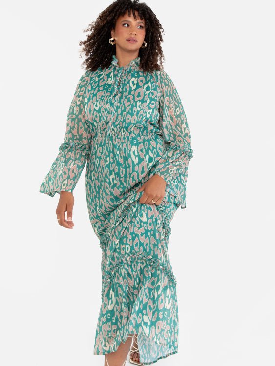 Lovedrobe Luxe Tie-Neck Animal Print Maxi Dress - Curvy Chic Boutique